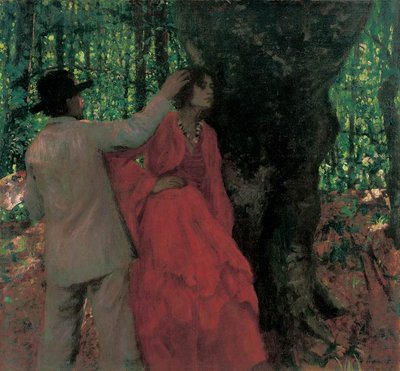 Painter and Model in the Woods by Károly Ferenczy